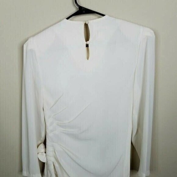 In The Mood Womens Chiffon Dress Size 10 Vintage Lace Collar Rosettes Off White - Picture 9 of 10